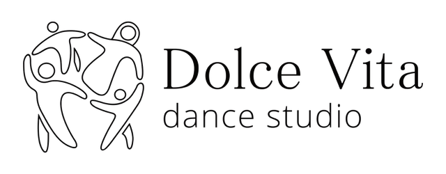 Dolce Vita dance studio — логотип: четыре танцующие фигуры в круге